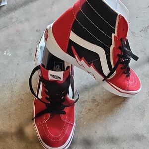 Vans Kids Red and Black High-Top Sneakers